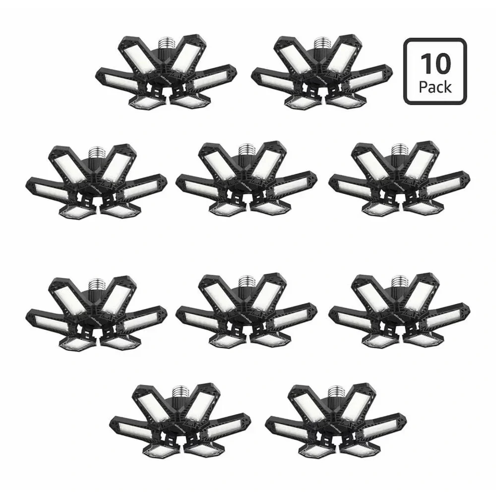 120W LED Garage Lights 10 Pack Deformable Ceiling Shop Light 6500K E26/E27